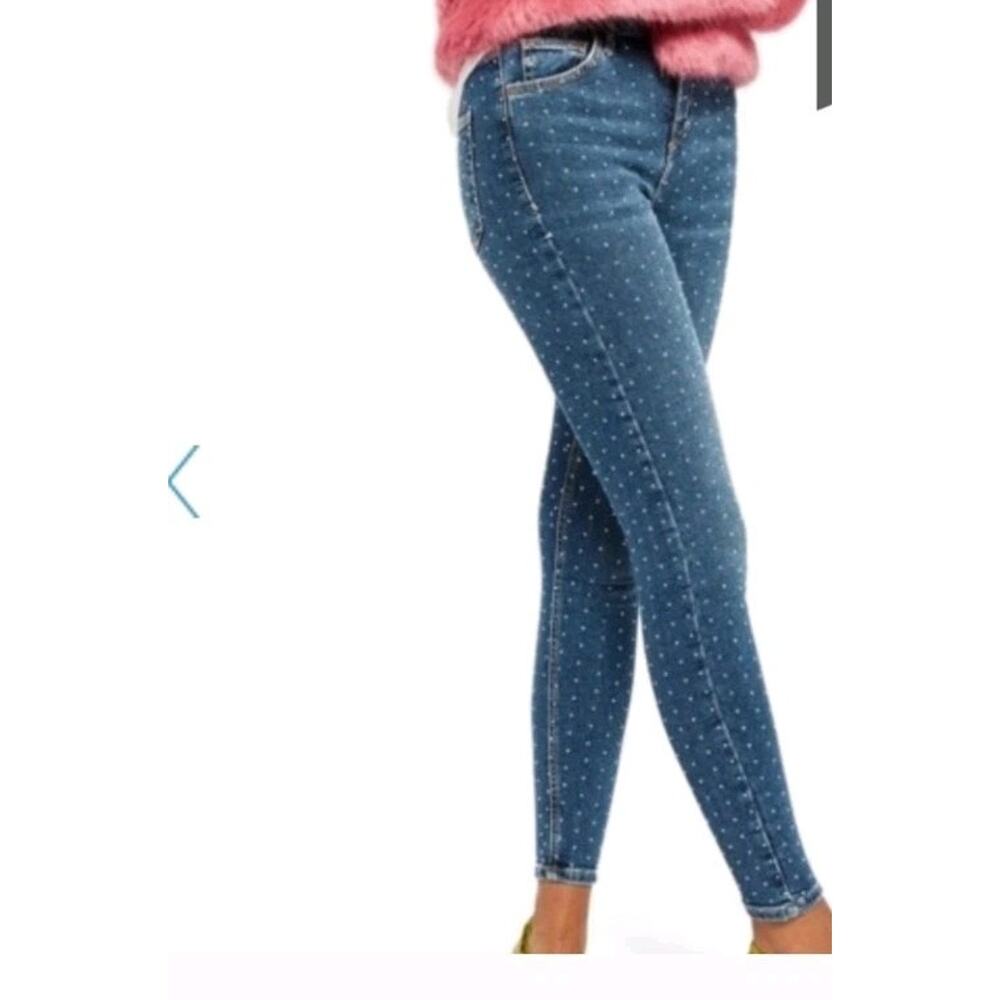 Top Shop Moto Jamie High Rise Skinny Denim Jeans Rhinestone Women Size 28